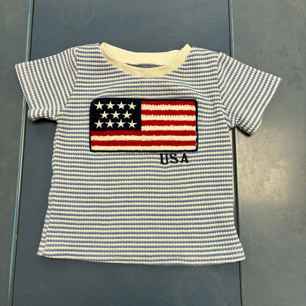 Striped Kids Shirt with USA Flag Patch